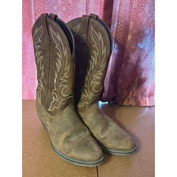 LAREDO Western Cowboy Boots Womens 8 Brown Leather Embroidered Pull On - Picture 3 of 7